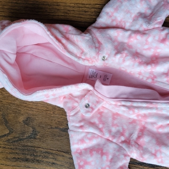 Carter's Girl Baby Pink Sz.6mo Zipped Warm Fuzzy Bunny Easter Outwear Jumpsuit - Picture 4 of 12